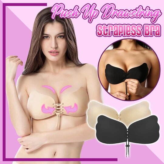 Reggiseno push up senza spalline con coulisse