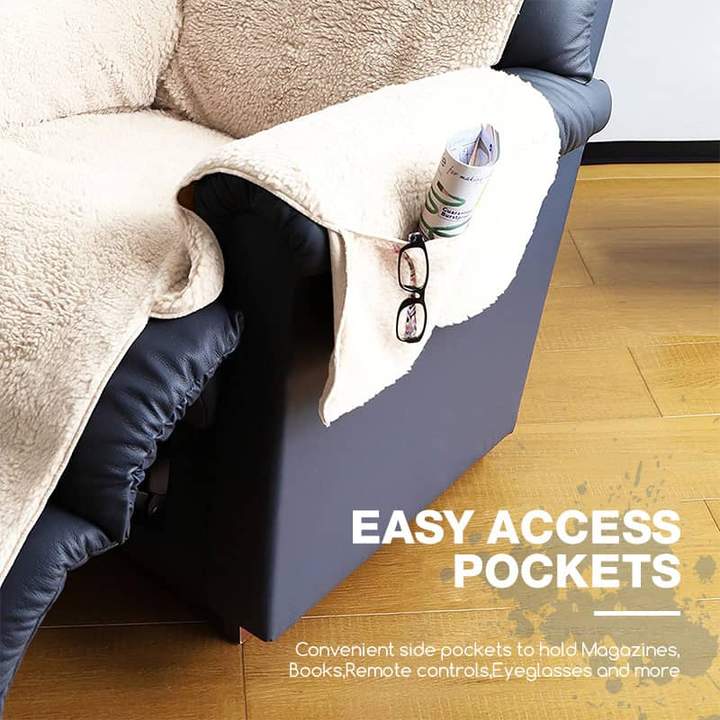 Comoda fodera per sedia reclinabile monopezzo in poliestere pile con tasche - Image 4