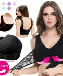 Reggiseno con sollevamento in pizzo con fibbia incrociata anteriore senza fili